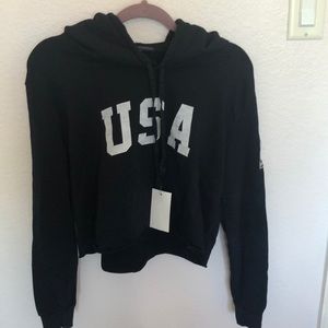 Brandy Melville Cropped USA Sweatshirt